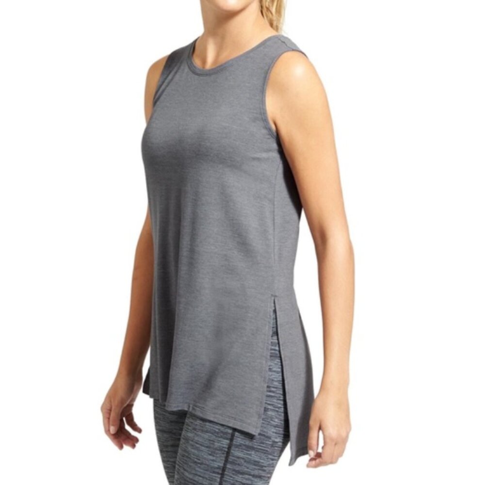 Athleta Relaxed Ribbed Tunic Tank, Gray, M
